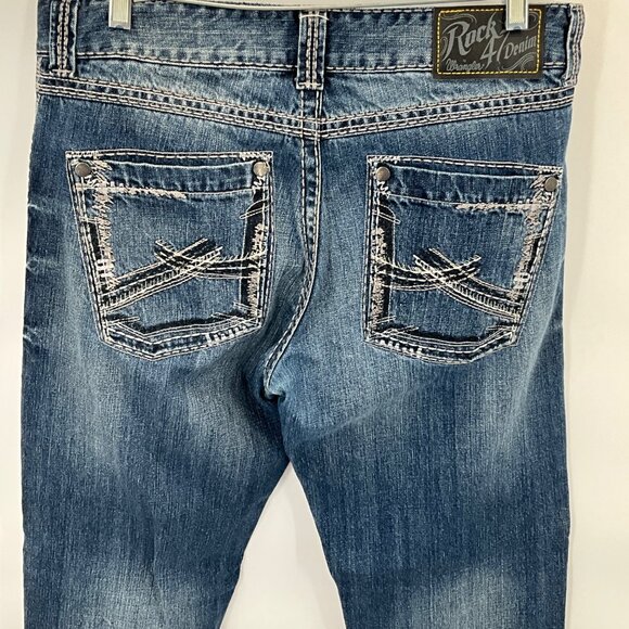 Rock 47 By Wrangler Blue Boot Cut Jeans 33x32 Mens Denim Pants - Picture 8 of 10